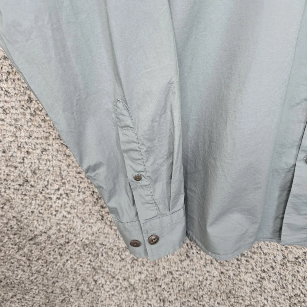 Banana Republic Shirt Mens Large Blue Gray Button Up Organic‎ Cotton Untucked